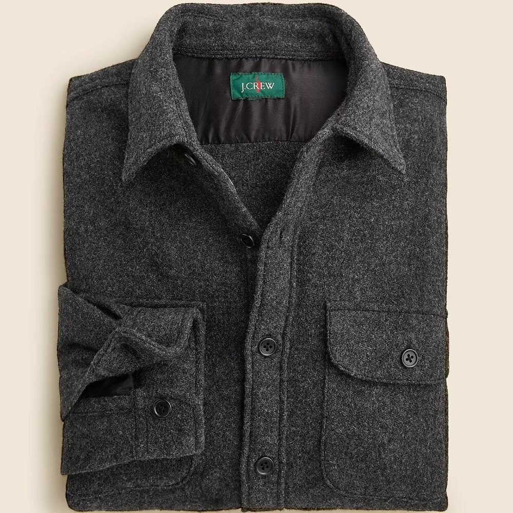 J Crew Shirt Jacket Mens Gray Brushed Wool Overshirt Shacket